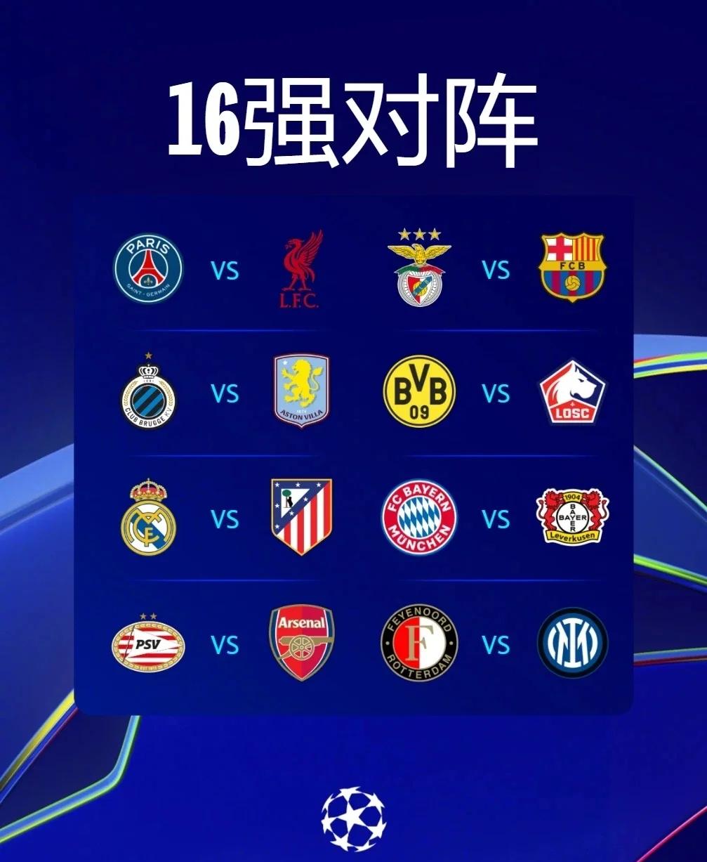 欧冠淘汰赛对阵确定,胜者晋级八强 欧冠淘汰赛对阵确定,胜者晋级八强